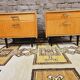 Pair of vintage 1970 blond wood bedside tables