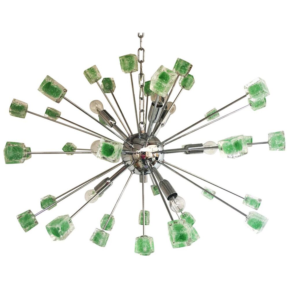 Green cubes murano glass oval sputnik chandelier