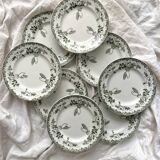 8 flat plates in iron earth "Modern Style" Saint Amand early 20th century