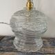 Set of two vintage electrified glass pendant lamps