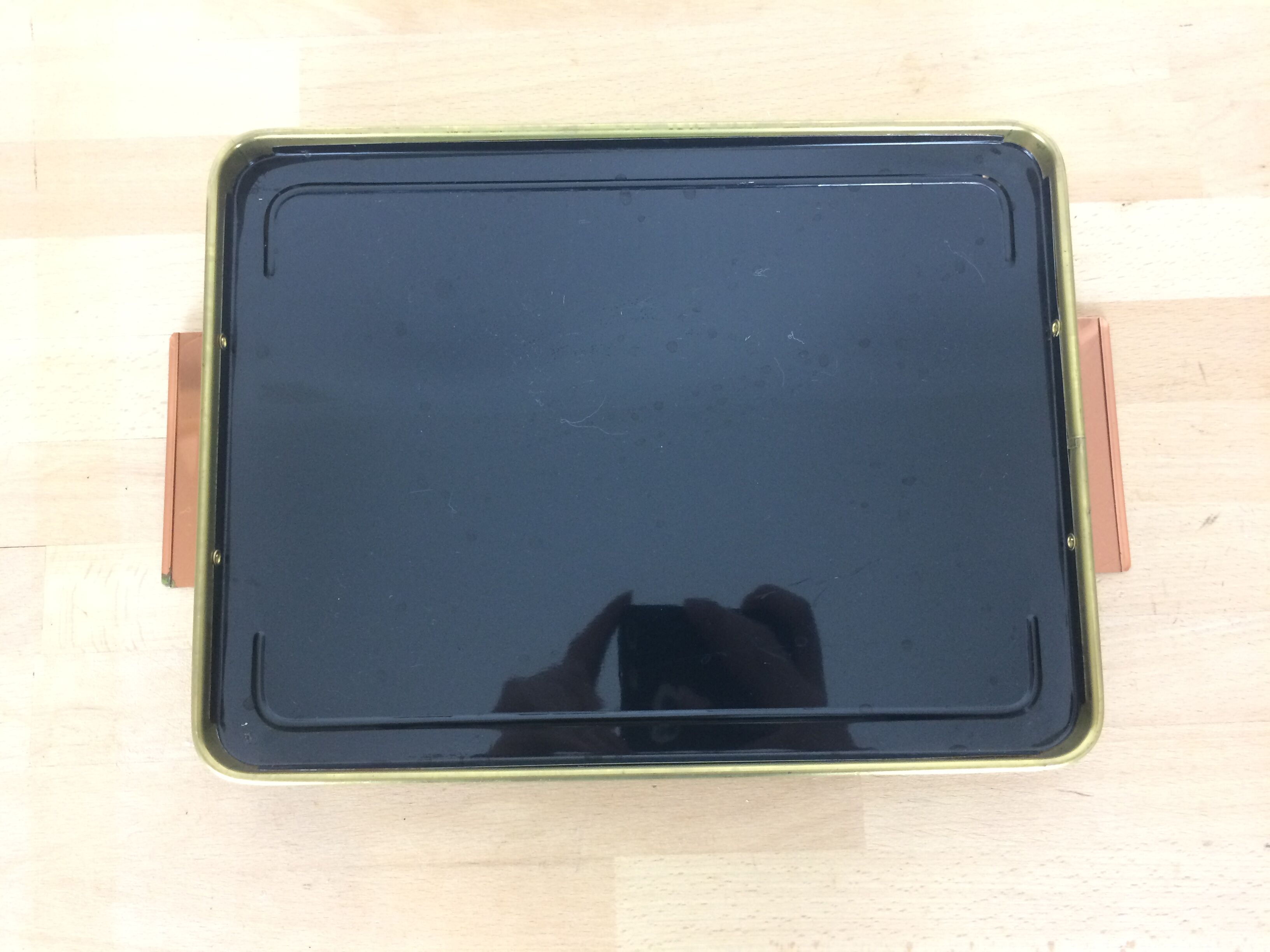 Gold metal gridded mirror tray