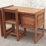 Desk and its brutalist style chair Sled legs 70s