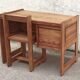 Desk and chair in brutalist style, sled legs, 1970s.