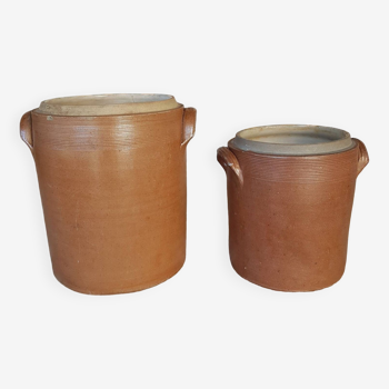 Pair of old stoneware vase pots