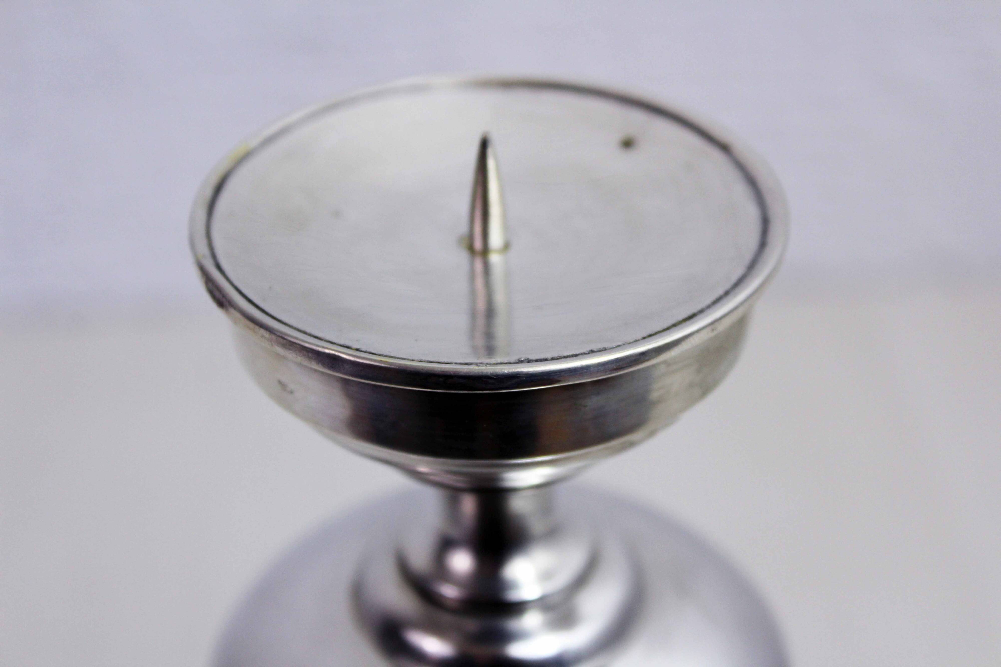 Silver metal candle holder