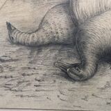 Drawing 1900 lead pencil still life hunting painting game trophy, signed jm, hunter