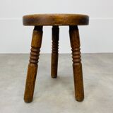 Brutalist tripod stool solid wood