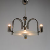 Machine age / functionalism chandelier, 1930s, restored