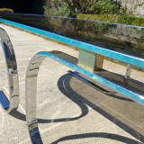 Oval coffee table Italian smoked glass 1970