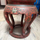 Pair of stools / Chinese side tables in red lacquered wood