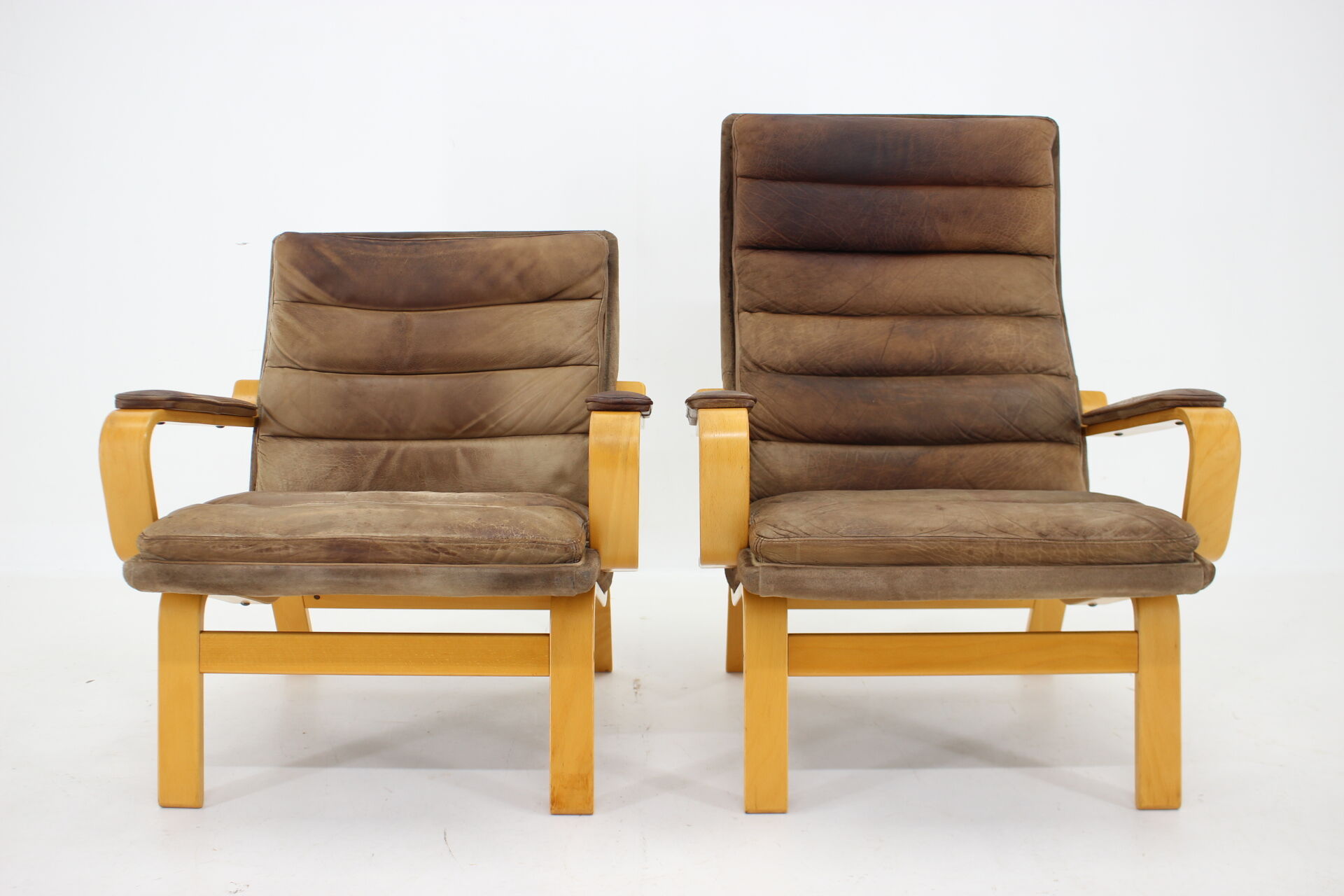 1970s Pair of Yngve Ekström "Contino" Leather Armachair,Sweden