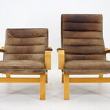 1970s Pair of Yngve Ekström "Contino" Leather Armachair,Sweden