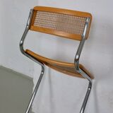Tabouret de bar en rotin tubulaire style Marcel Breuer | Italie | Années 1970