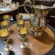 Carafe et 6 verres en métal argenté