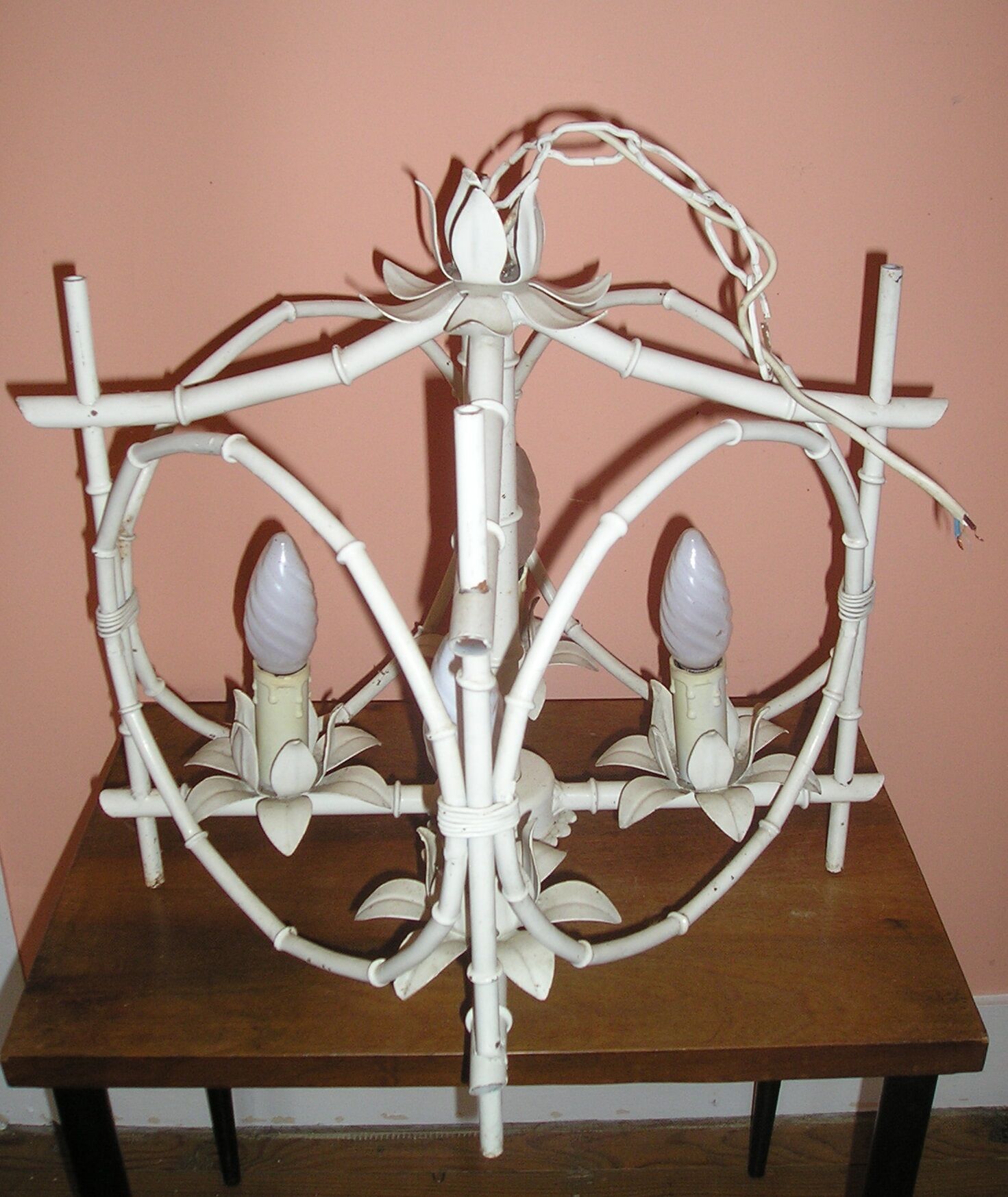4 light metal chandelier, 1970s