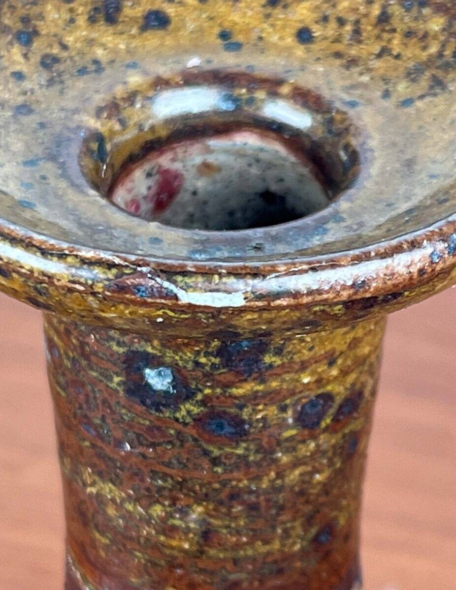 Danish studio pottery candlestick by Tue Poulsen for Tue Keramik, 1960s.