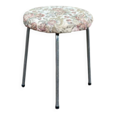 Tabouret en métal chromé et tapisserie, années 60
