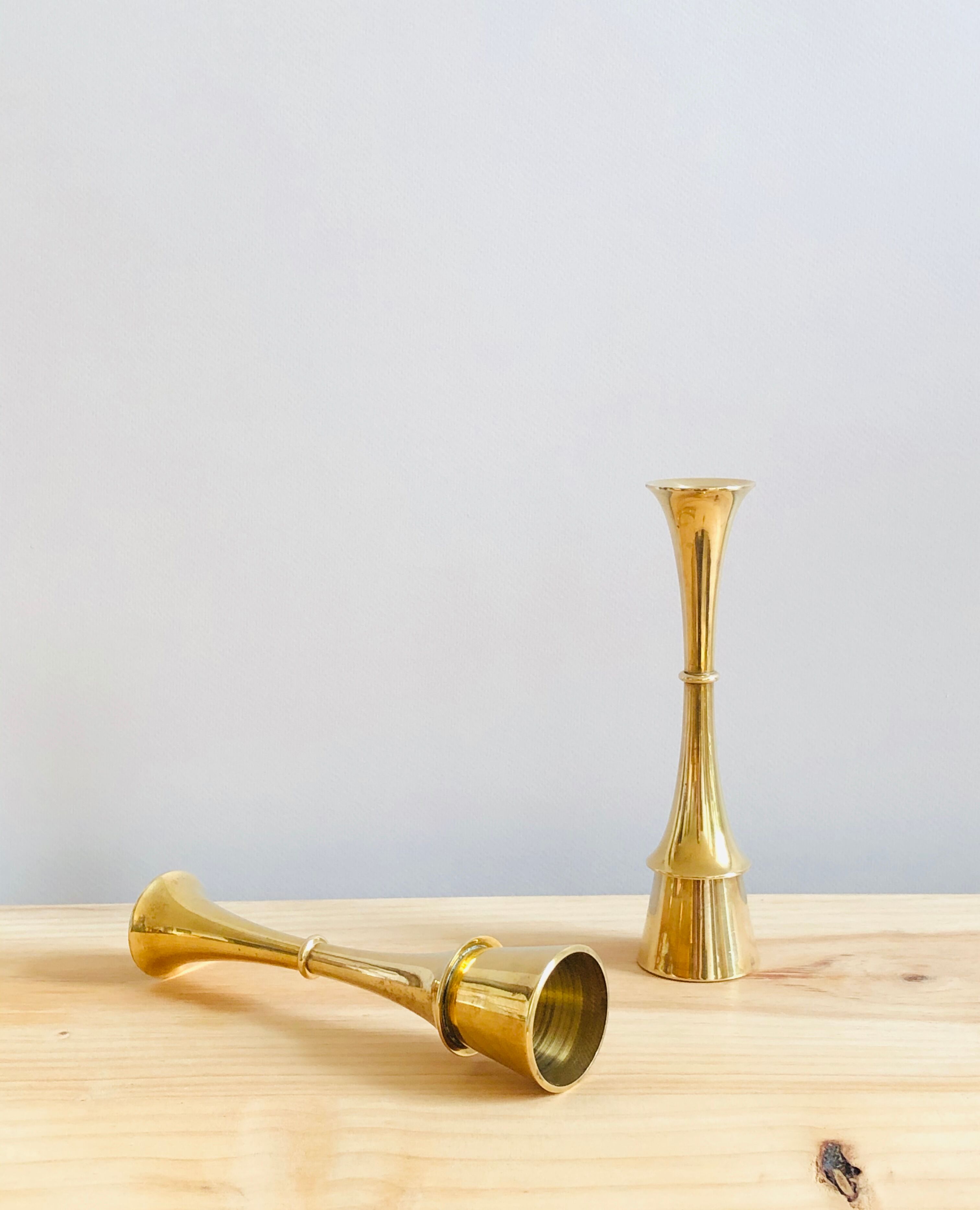 Pair of brass candlesticks by Jens H. Quistgaard