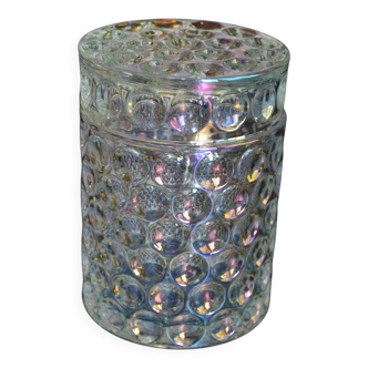 Pot/bonbonnière en verre moulé-pressé