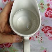 Milk Pitcher Wood & Sounds England, red pear cherry fruit patterns, made in England