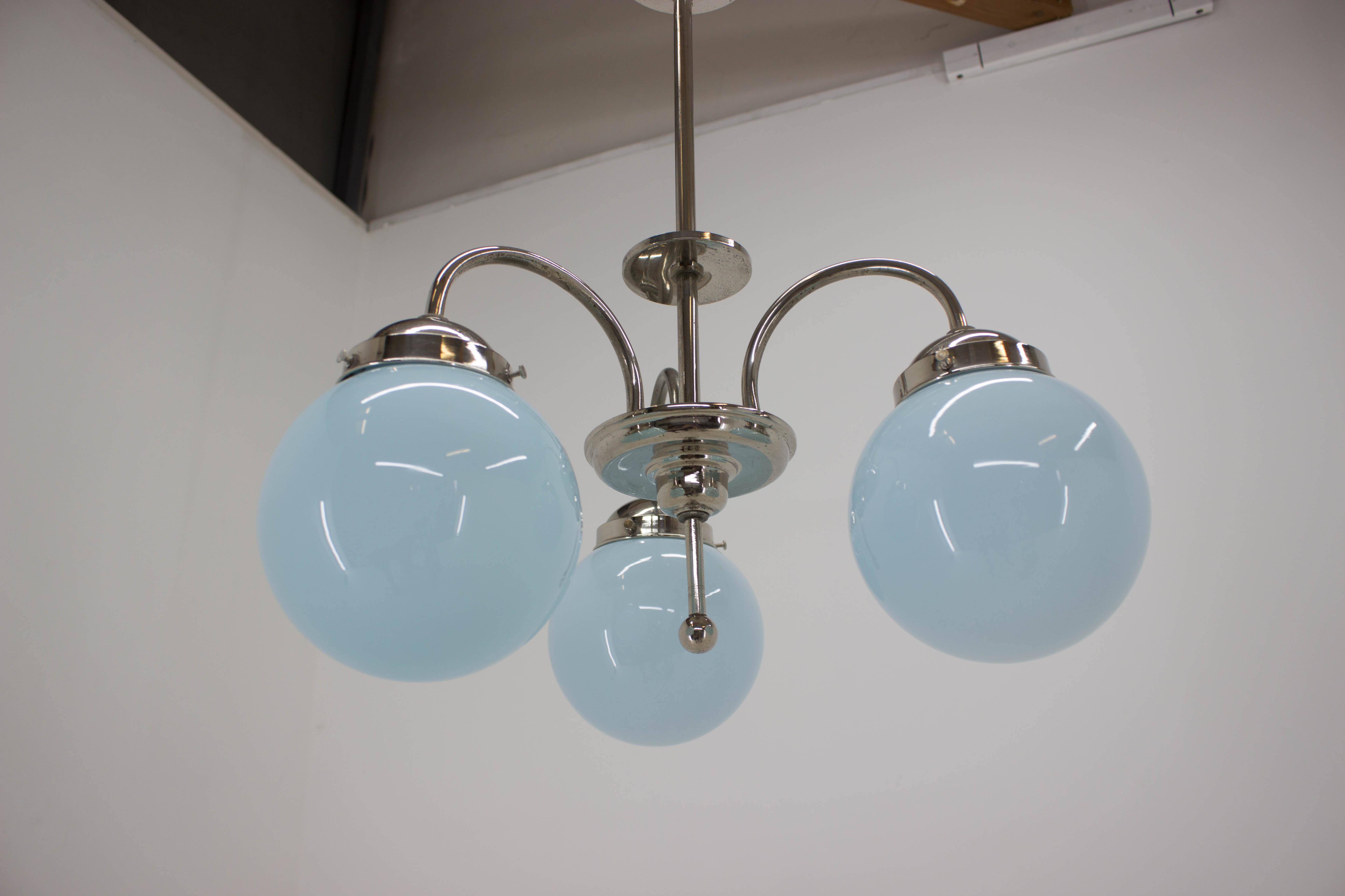 Blue art deco chandelier, 1930s