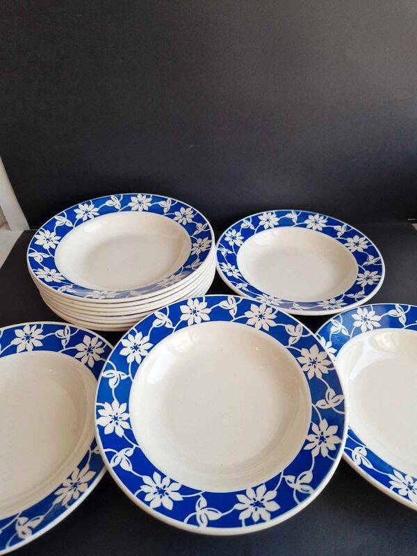 Set of 12 Badonvillier ceramic soup plates