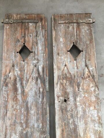 Pair of large old doors in larch XIX