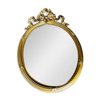 Miroir ancien ovale a fronton noeud