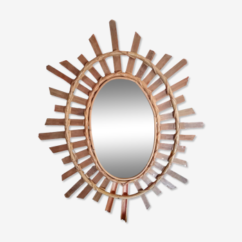 Sun mirror in bamboo and rattan, 70x55 cm