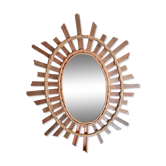 Sun mirror in bamboo and rattan, 70x55 cm