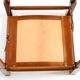 Rare 1990s safari stool with a teak frame and a seat made of brown saddle l