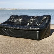 De Pas, D'Urbino and Lomazzi sofa, France, 1980s, black leather, Cinna