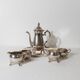 Silver-Plated Vintage Tea Set from England, 1940s: Teapot, Cups & Tray in Silver Metal