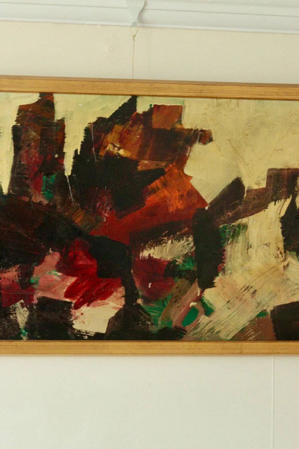 Oil on canvas abstract "Dynamic Composition", mid-20th century.