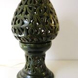 Large 1980s lamp, openwork ceramic