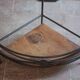 Wrought iron and wood corner unit, vintage corner furniture, corner shelf.
