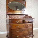 Interwar Walnut Vanity Dresser with Marble Top, 1930s