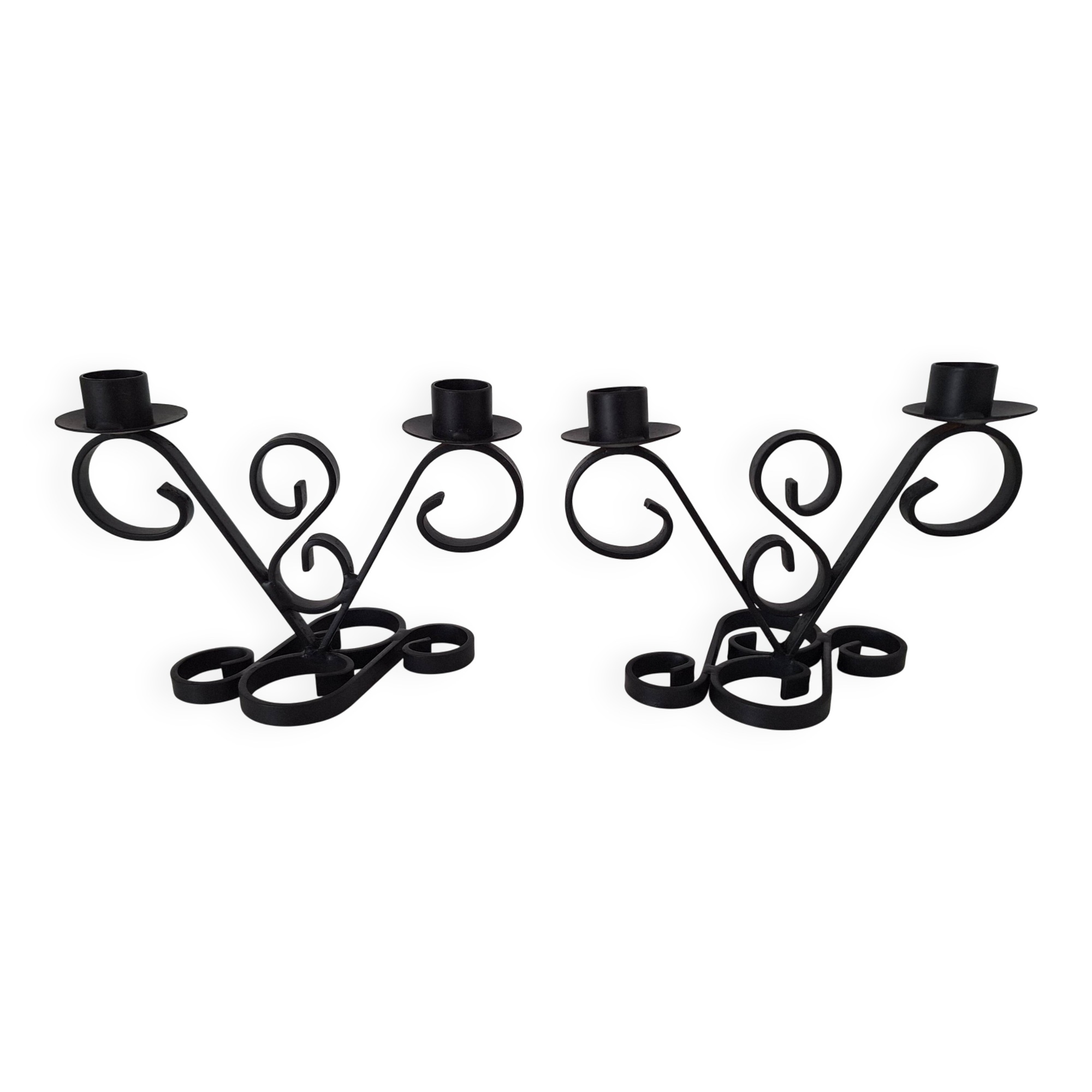 Vintage black wrought iron candlestick