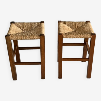 Wood and straw stools