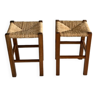 Wood and straw stools