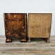 Art Decò bedside tables in walnut burl with brass knobs