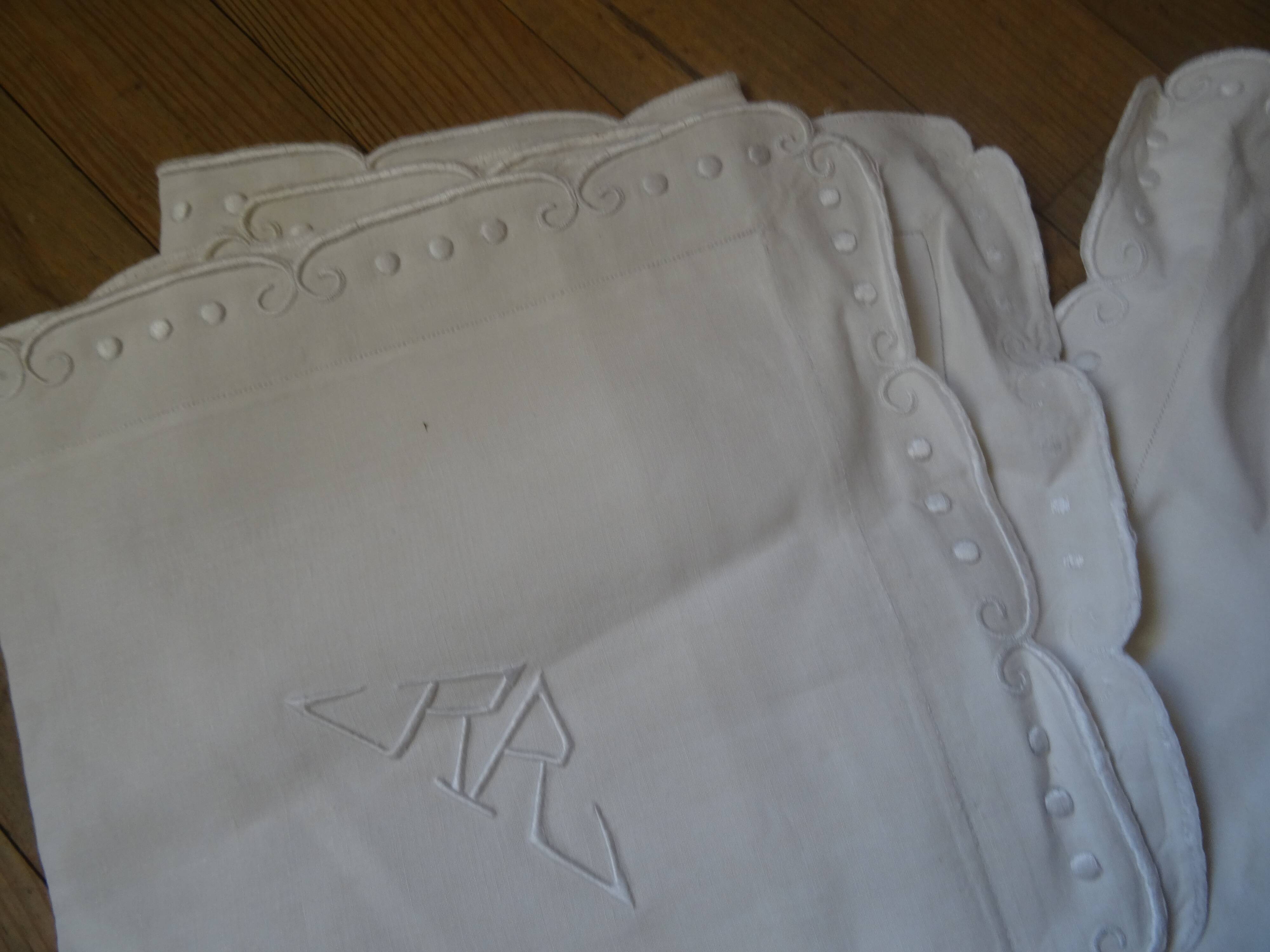 Set of a sheet and its 2 matching monogrammed RR pillowcases