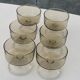 6 glasses of champagne two-tone brown and transparent vintage 1970