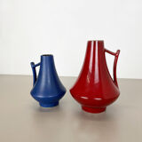 Set of two pottery fat lava vases "black-red" by Jopeko, Germany, 1970s modern
