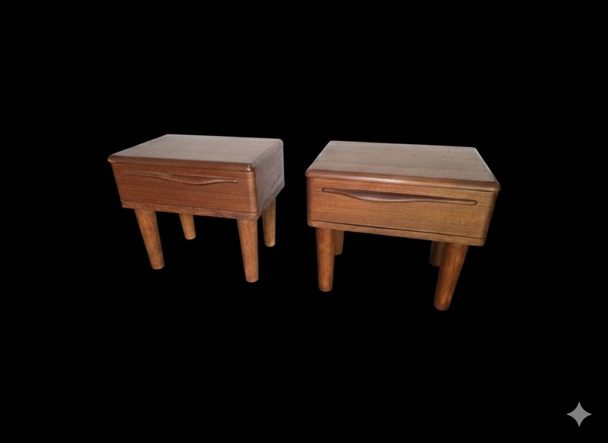 Pair of Scandinavian teak bedside tables from the 1960s.
