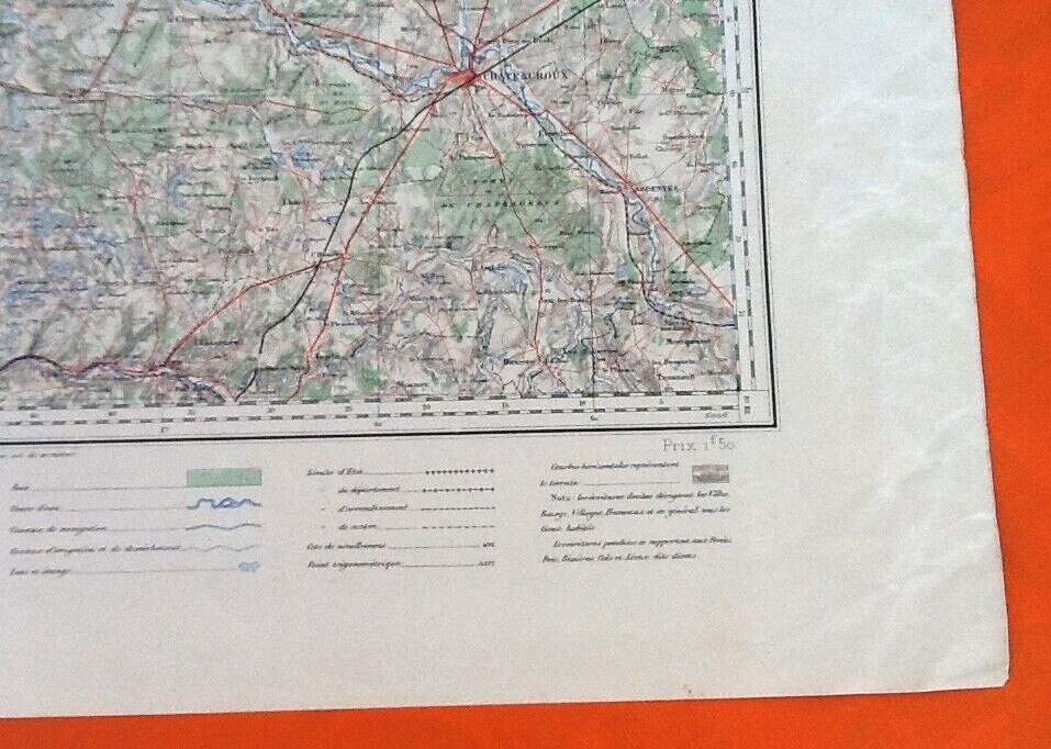 Châteauroux (Indre) Old Geographical Map drawn up, engraved, published...