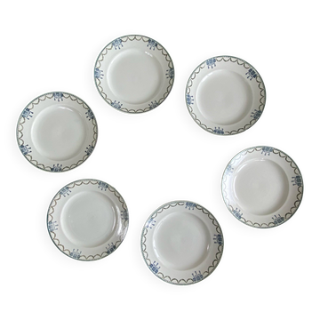6 antique earthenware dessert plates from Saint Amand.