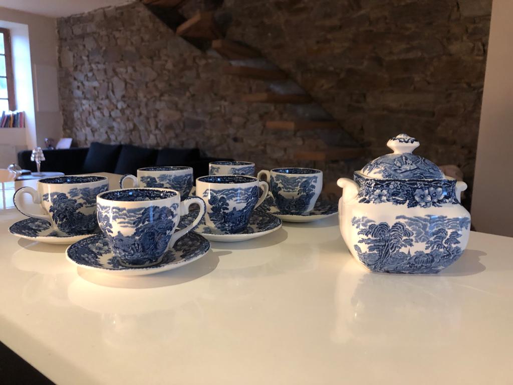 Set of 6 cups vintage Enoch Wedgwood Tunstall Ltd "Woodland" English porcelain