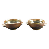 Pair of vintage glazed stoneware bowls signed MJB