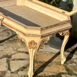 Coffee table/display cabinet in painted polychrome wood.